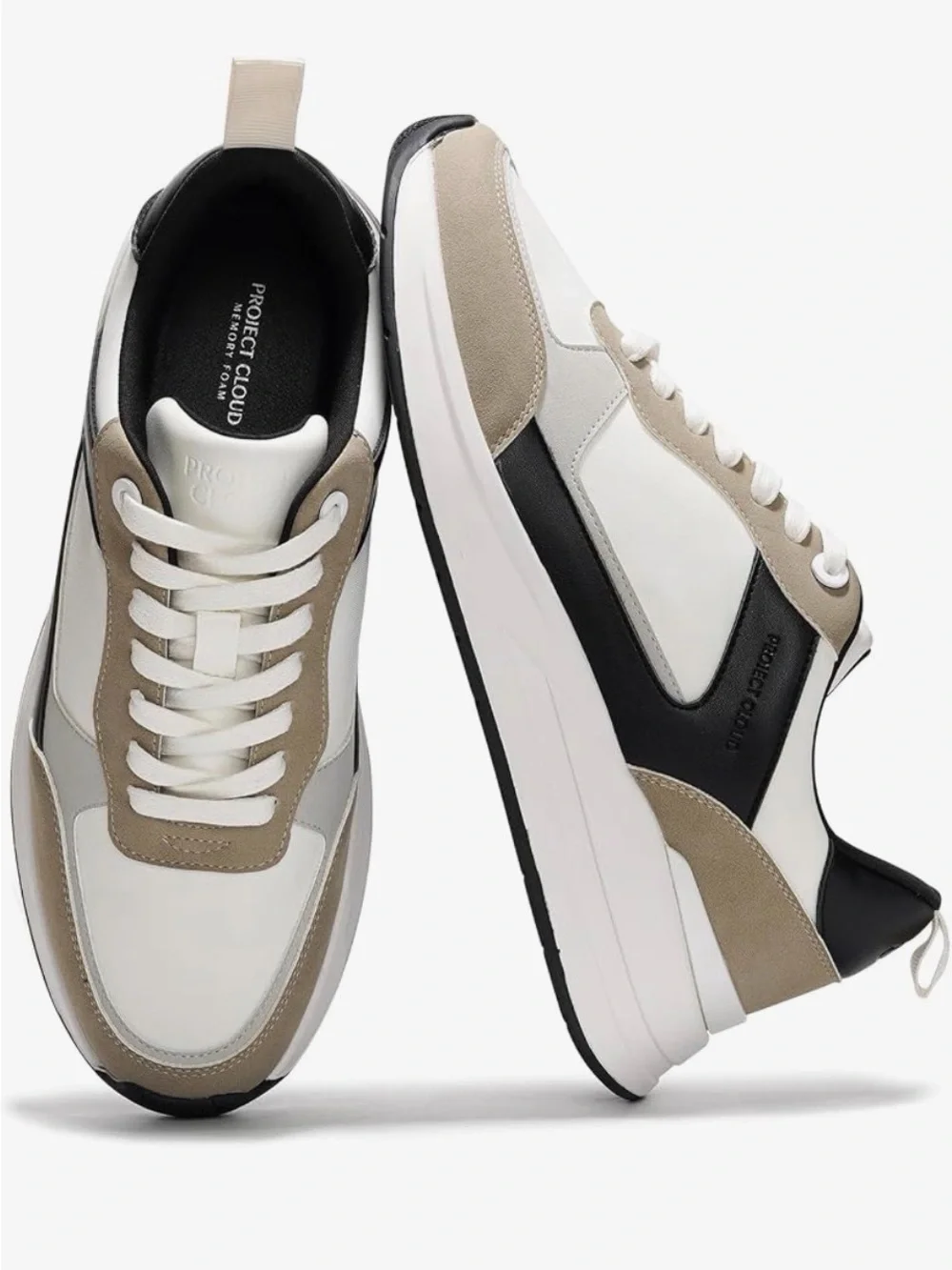Project Cloud Kurt Neutral Tone Platform Sneakers - White, Taupe, Grey, Black